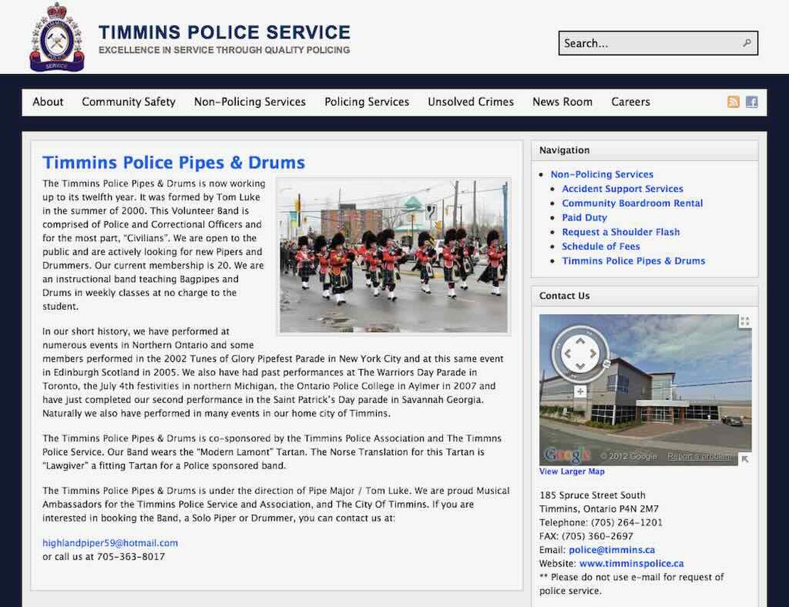 timmins police pipes and drums