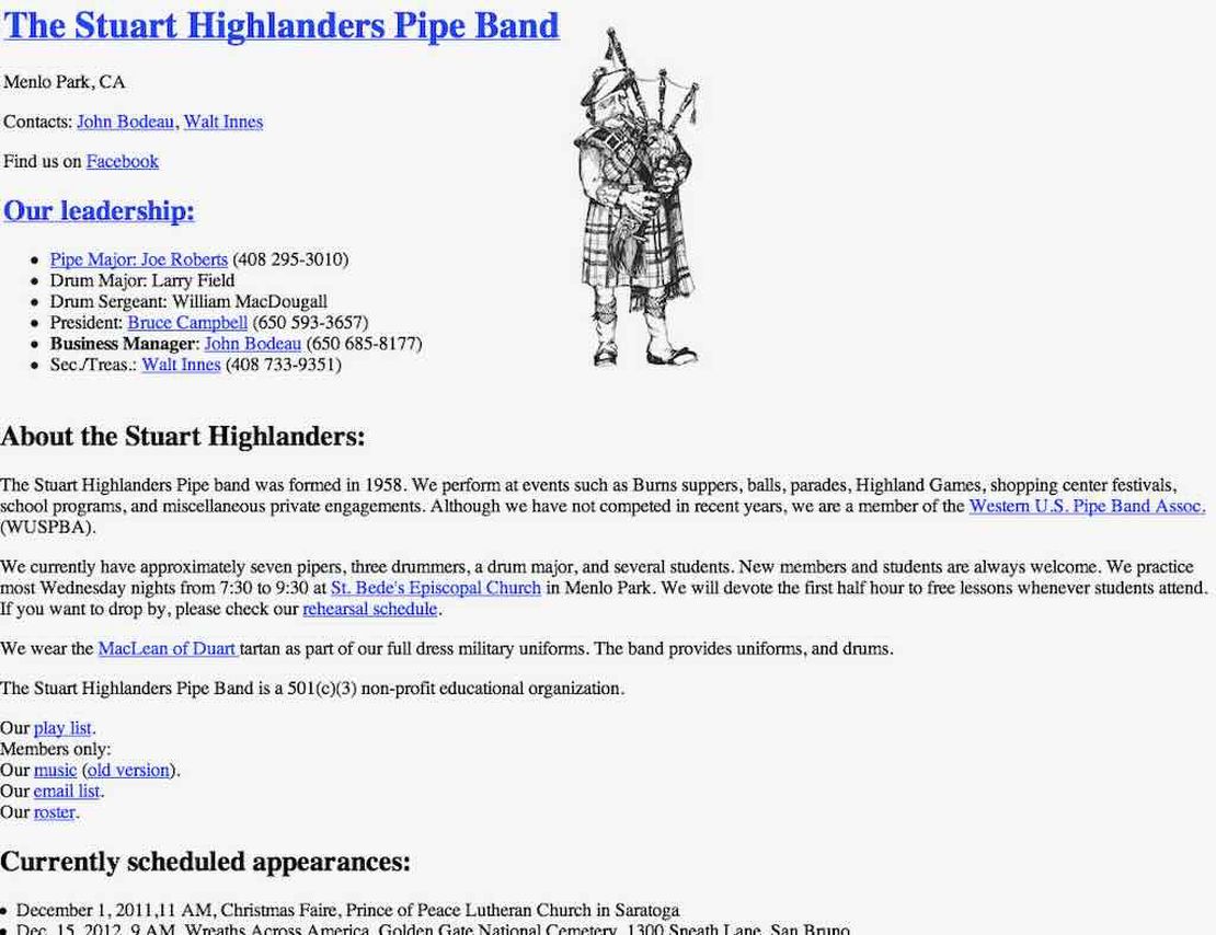 stuart highlanders pipe band