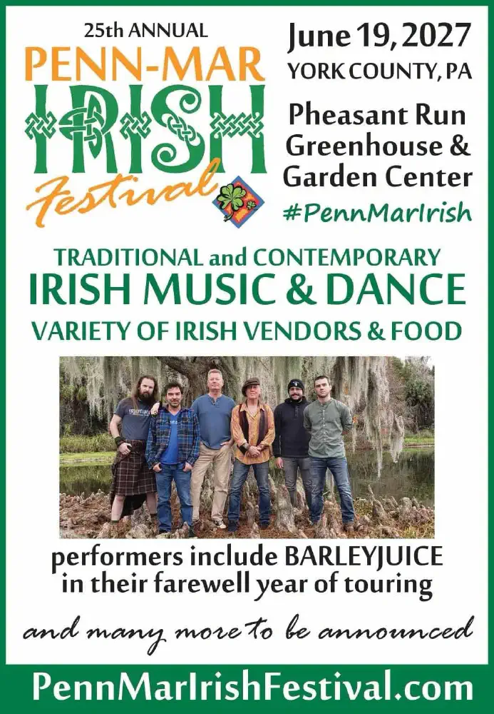 Penn-Mar Irish Festival June 19, 2027 poster featuring Barleyjuice