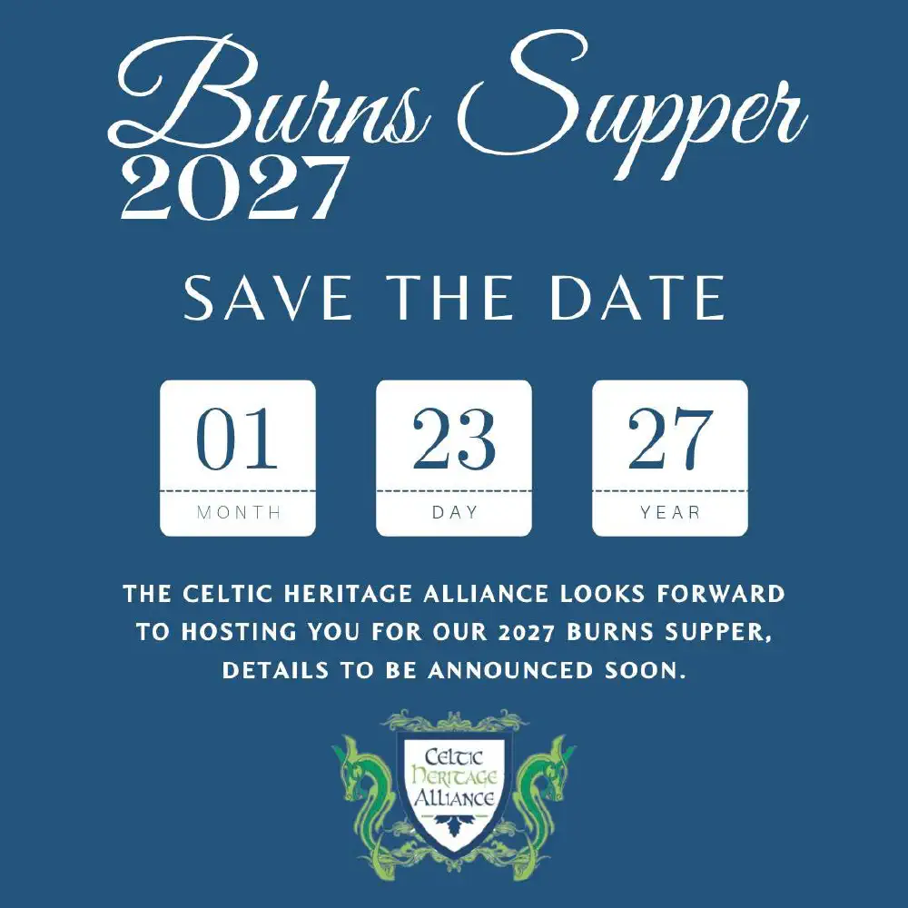 Celtic Heritage Alliance Burns Supper save the date January 23, 2027