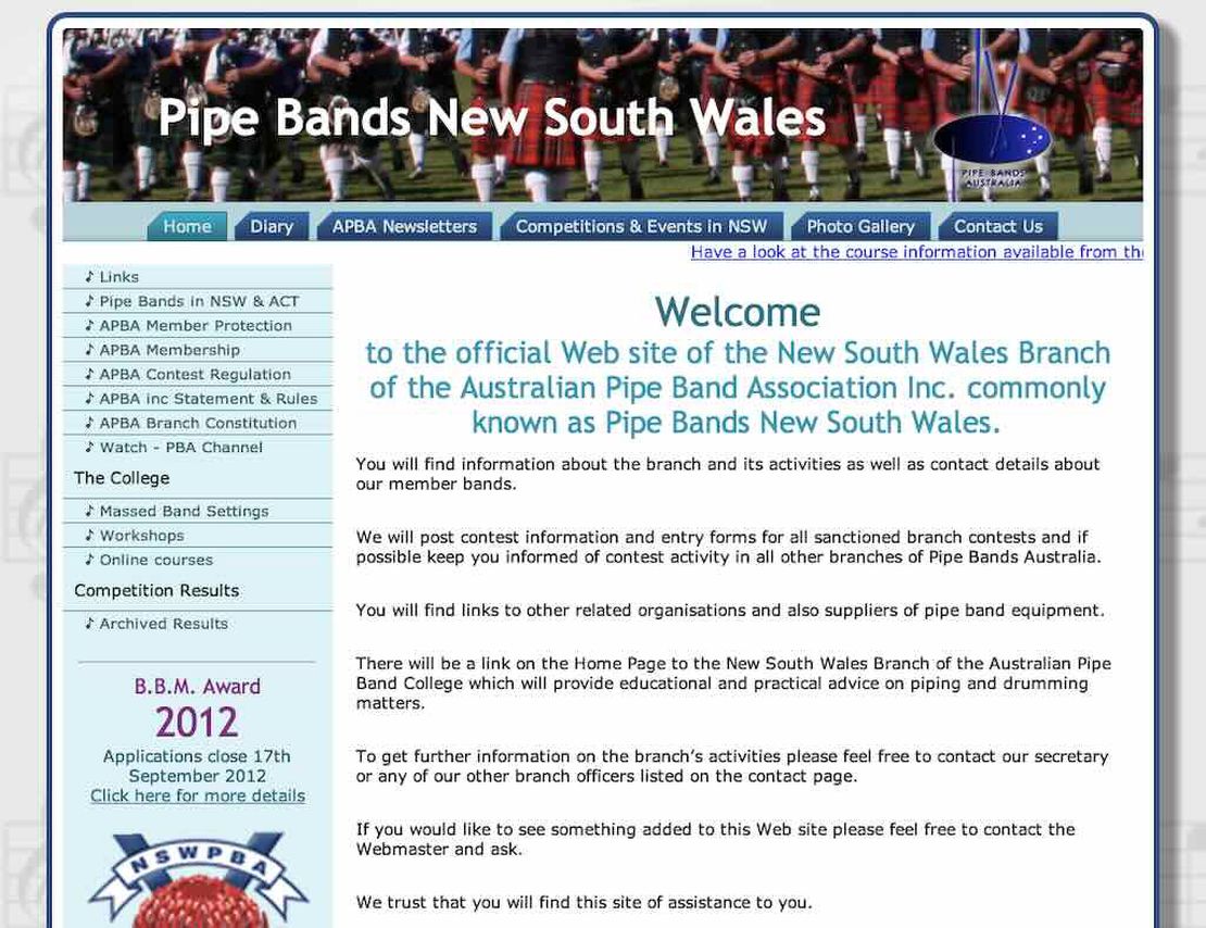 new south wales pipe band association