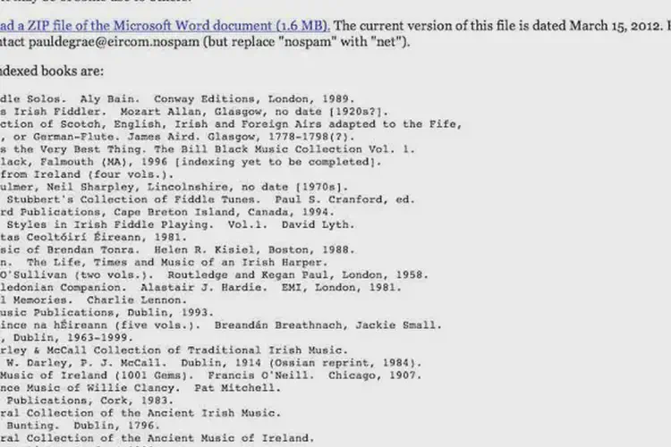 Paul de Grae's Index of Irish Tune Books