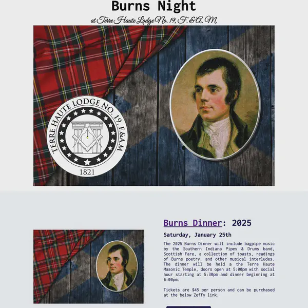 Burns Night at Terre Haute Lodge No. 19