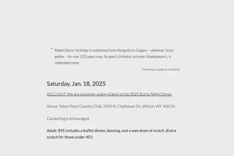 Burns Night Supper
