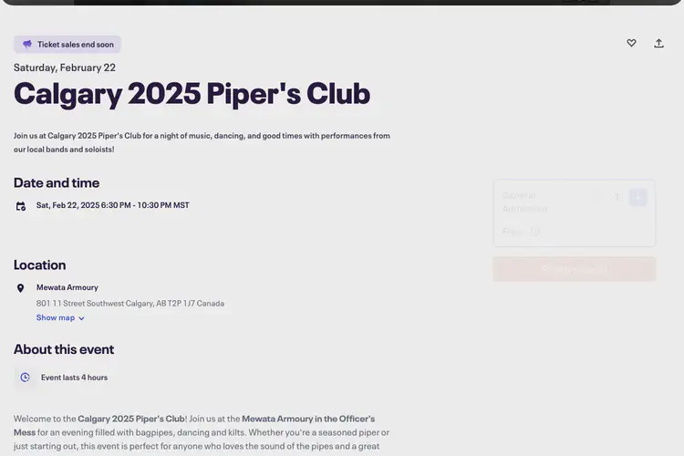 Calgary 2025 Piper's Club