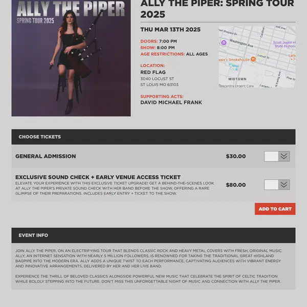 Ally the Piper: Spring Tour 2025