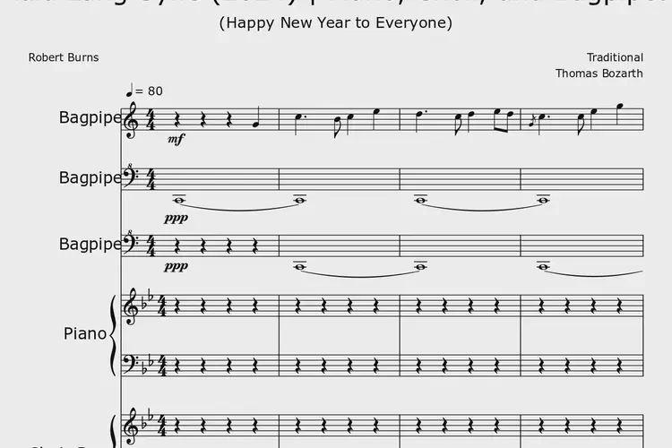 Auld Lang Syne | Piano, Choir, and Bagpipes - Flat