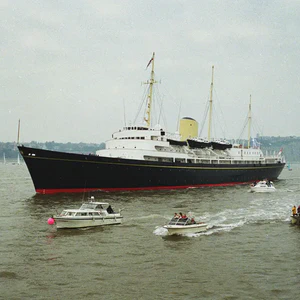 Royal yacht Britannia launched at John Browns shipyard, Clydebank.