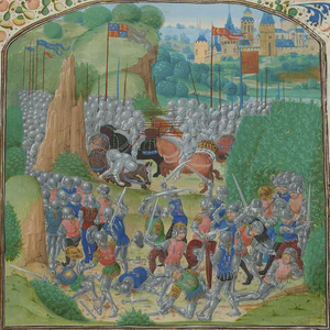 James, Earl Douglas, died out of sight of his army, in a bush, at Battle of Otterburn in which Scots defeat Henry Percy, (Hotspur) but with the loss of the Earl of Douglas.