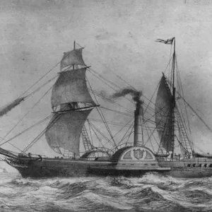 The 703-ton Sirius, the 1st ship to cross the Atlantic entirely under steam arrives in NY