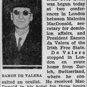 Eamon de Valera new 1937 Irish Constitution