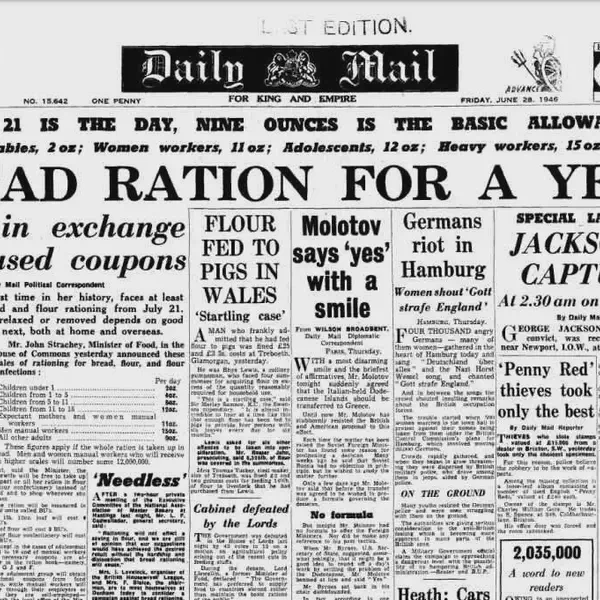 Bread rationing ends in Britain