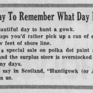 Hunt the Gowk, Scottish equivalent of April Fools Day (gowk is a cuckoo)
