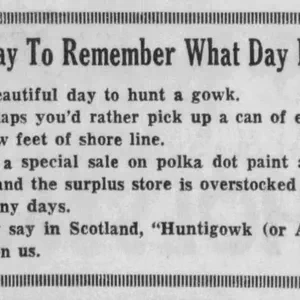 Hunt the Gowk, Scottish equivalent of April Fools Day (gowk is a cuckoo)