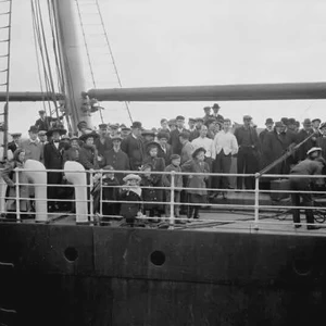 At Grosse Isle, Canada, 40 Irish Famine immigrant ships wait to unload