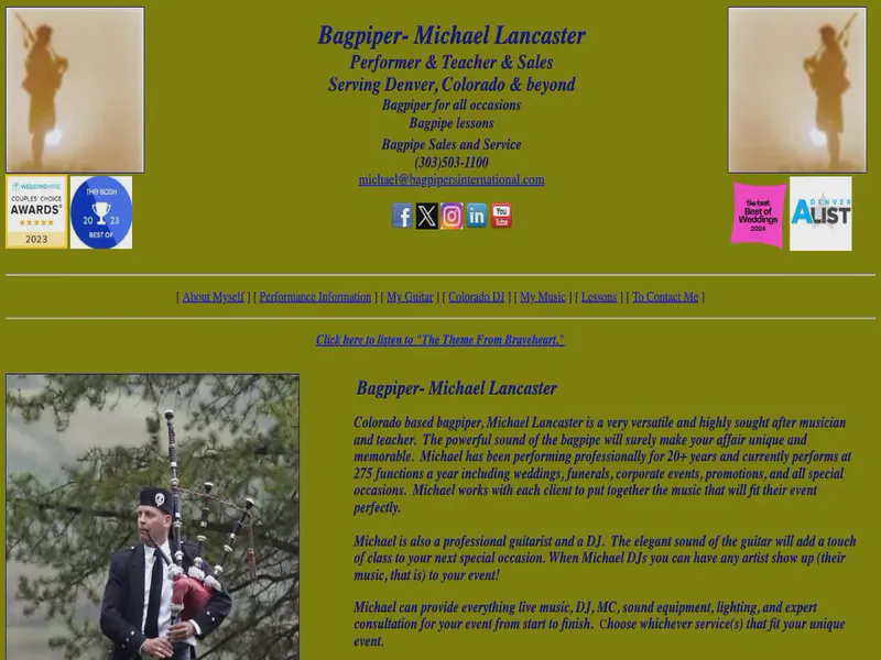 Website preview for bagpipersinternational.com