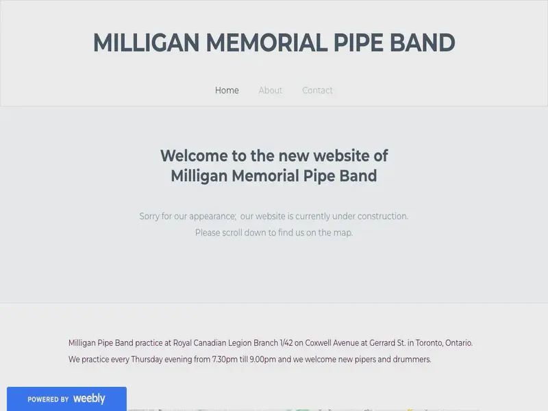 Website preview for milliganpipeband.weebly.com