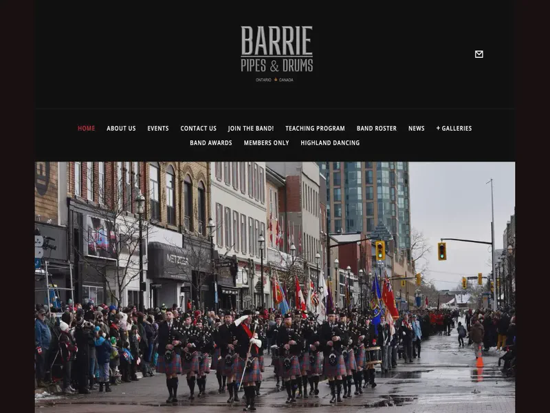 Website preview for www.barriepipesanddrums.com