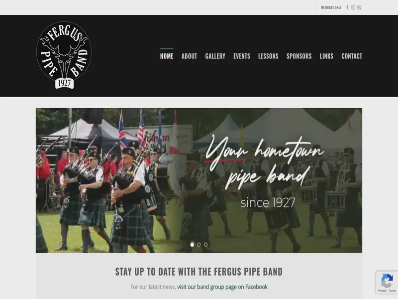 Website preview for www.ferguspipeband.com