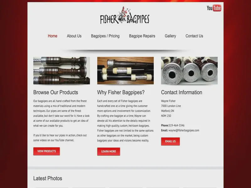 Website preview for www.fisherbagpipes.com