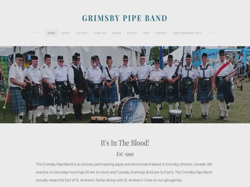 Website preview for www.grimsbypipeband.com