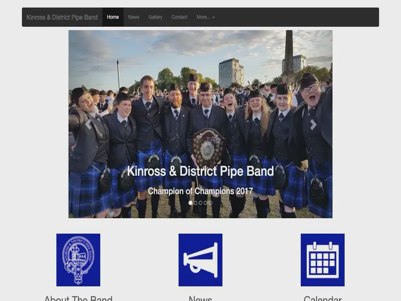 Website preview for www.kinross-pipe-band.co.uk