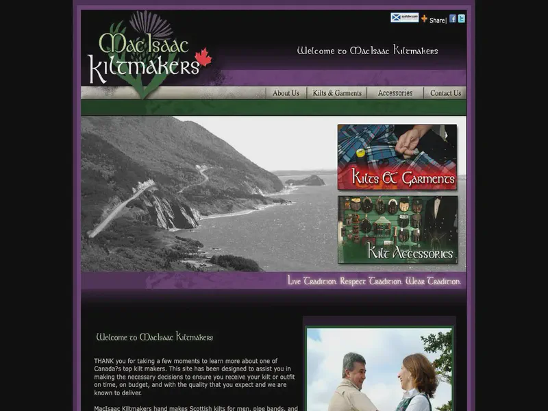 Website preview for www.mackilts.com