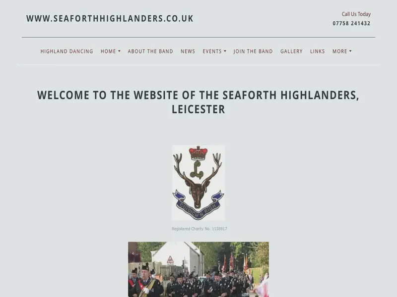 Website preview for www.seaforthhighlanders.co.uk