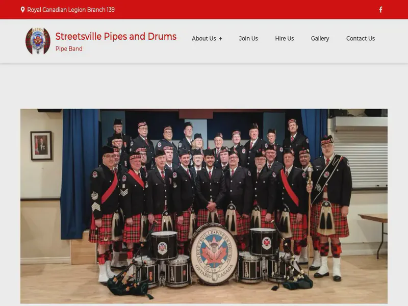 Website preview for www.streetsvillepipesanddrums.ca